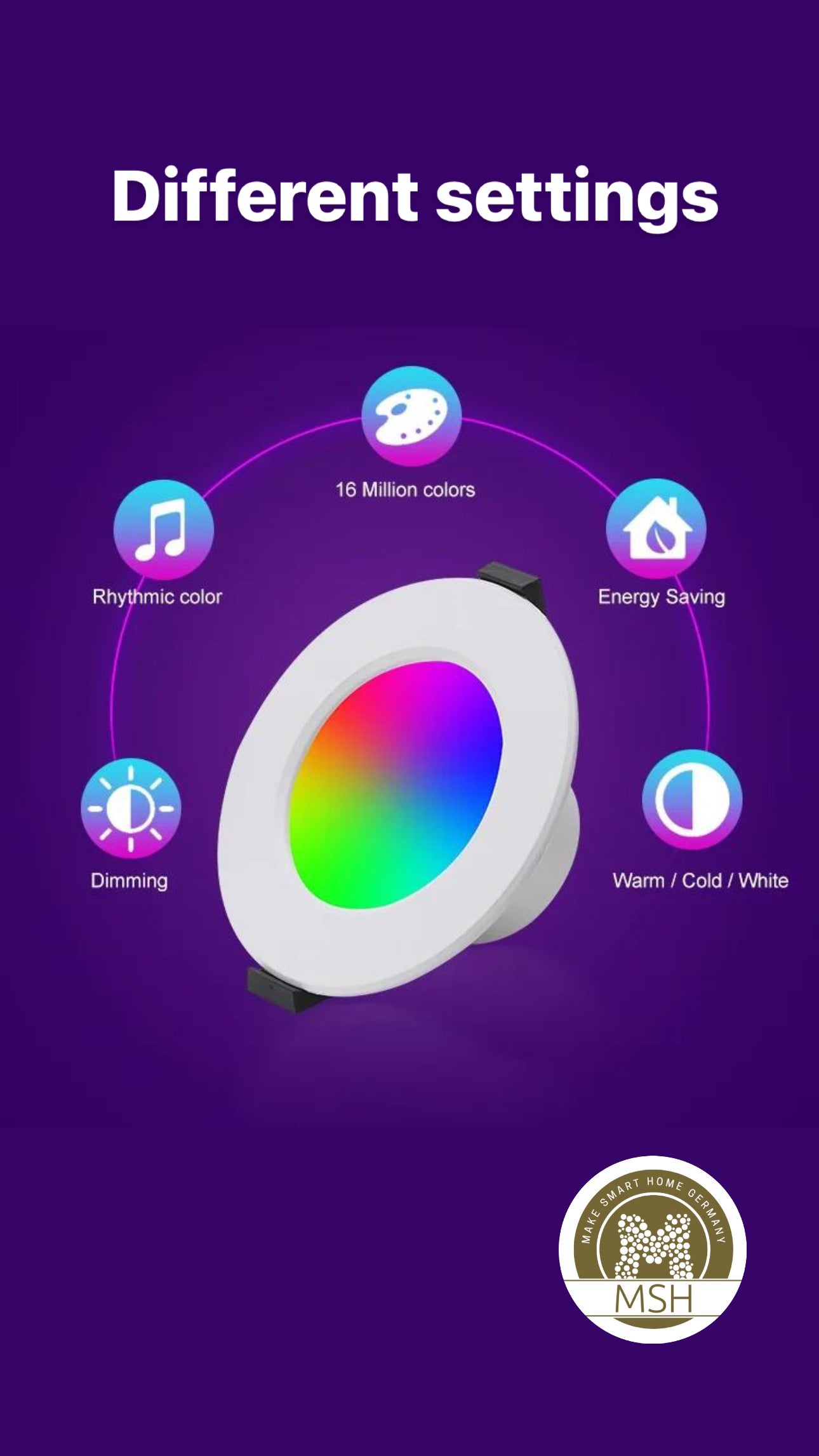 MSH Smart LED Einbaustrahler weiß (7 W) - IP65 - WiFi + Bluetooth